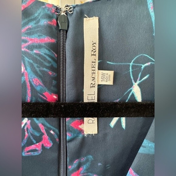 Rachel Roy Floral V Neck Front Tie Flowy Flounced Hem Gorgeous Midi Dress 16 - Picture 6 of 6